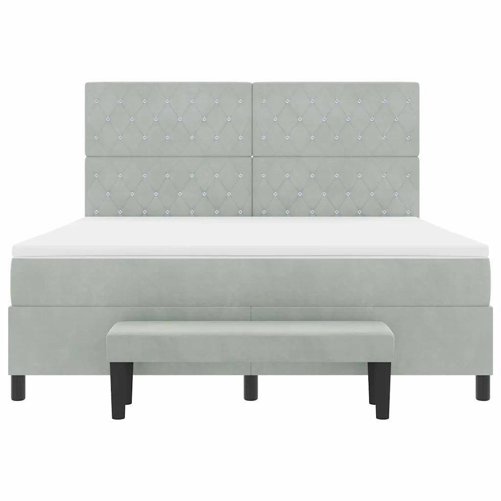 Letto a molle con testiera Grigio chiaro 200 x 180 cm Velluto 3344462