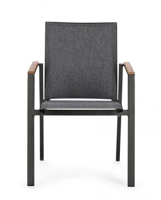 Set 4 Sedie da Giardino 59x61x88h cm con Braccioli Cameron Antracite