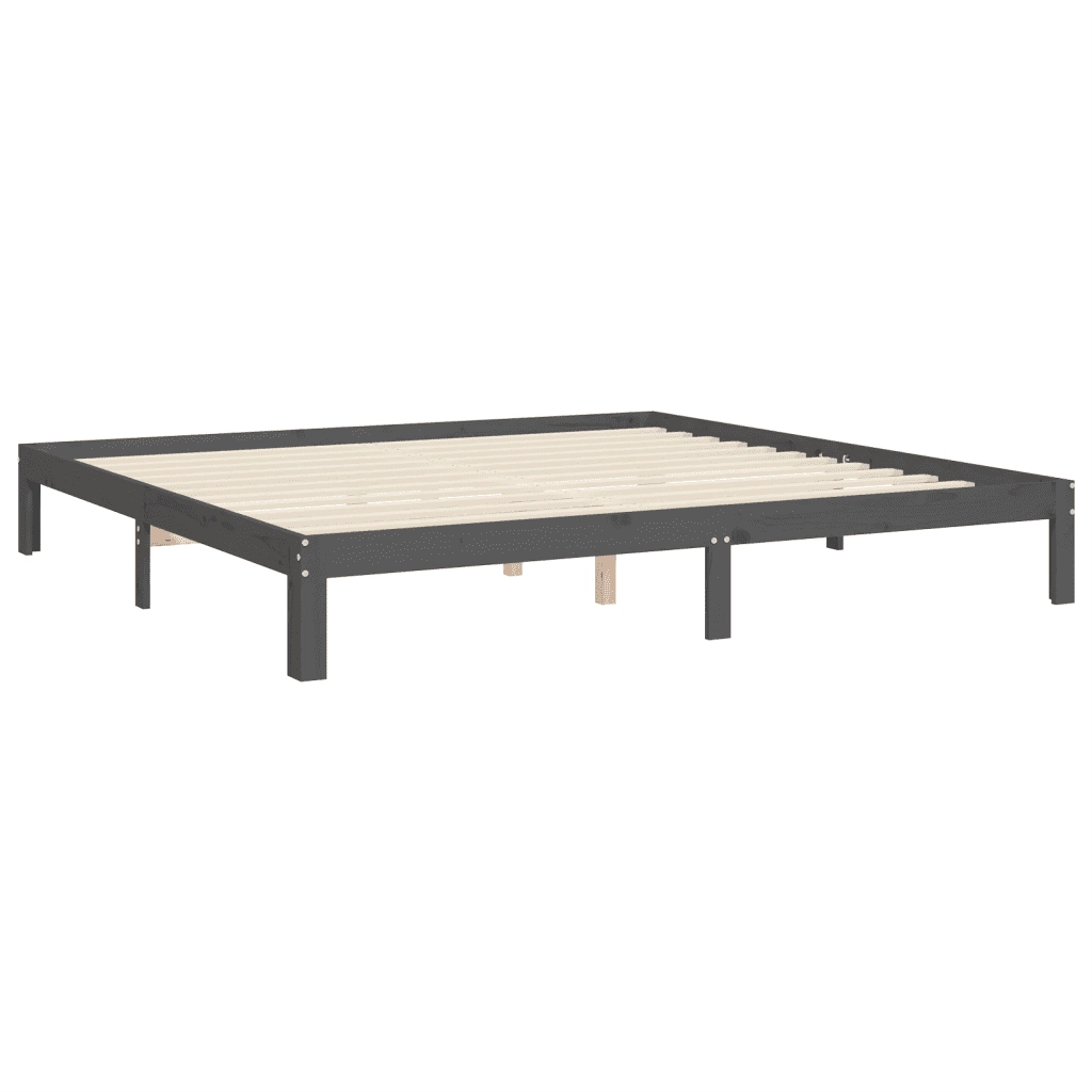 Giroletto con Testiera Grigio 200x200 cm in Legno Massello 3193553