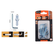 Trade Shop - Set 6 Pezzi Chiodi Viti A L 3.9x52x17mm + Tasselli Con Alette Tassello M8 90798 -