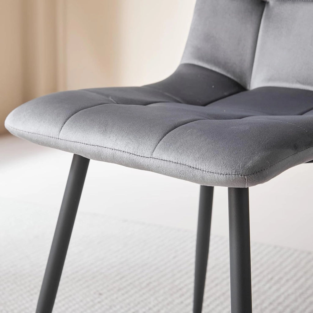 GrandCA HOME Set di 8 Sedie da Pranzo con Seduta Imbottita in Velluto, Sedie da Cucina Moderne con Gambe in Metallo, Grigio-HL