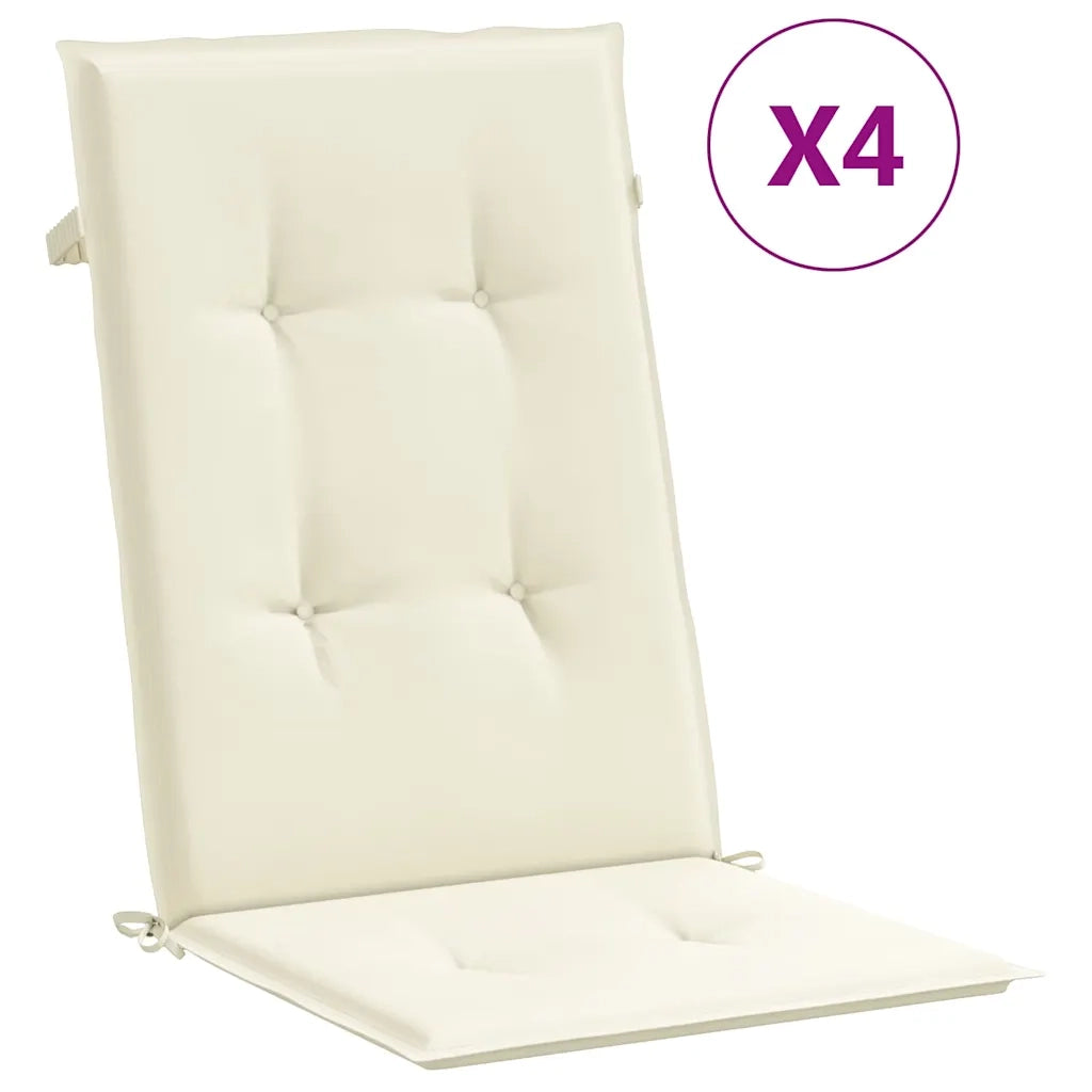 Cuscini per Sedie 4 pz Crema 120x50x2 cm in Tessuto 43182
