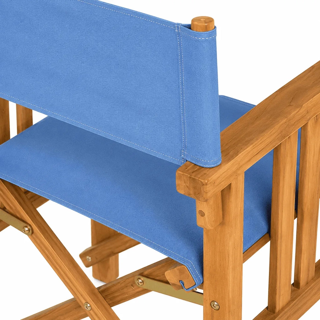 Sedia Regista pieghevole in Legno Teak e Tela azzurra - Cannes