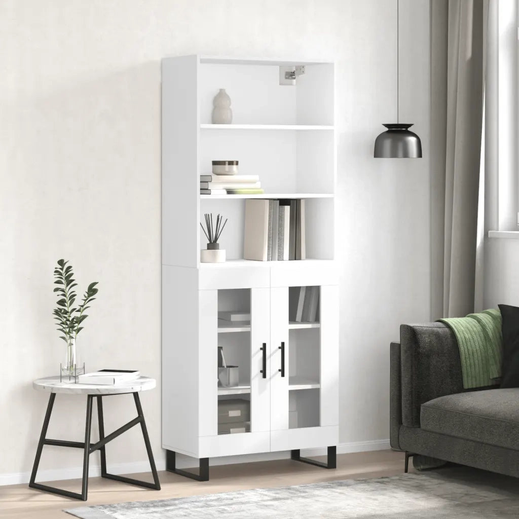 Credenza | Madia | Buffet da pranzo | Armadio da pranzo Bianca 69,5x34x180 cm in Legno Multistrato