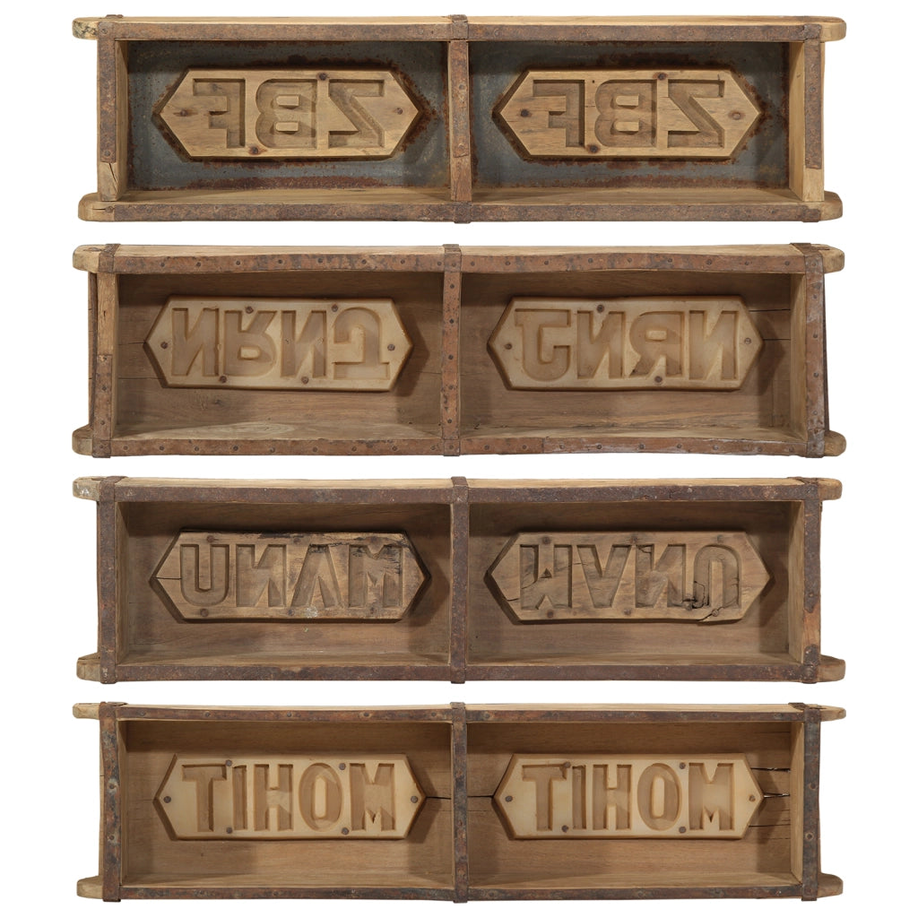 Set di 4 vassoi  60,5x15x9 cm in legno riciclato