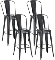 Set 4 Sgabelli Con Schienale Aiden In Metallo nero