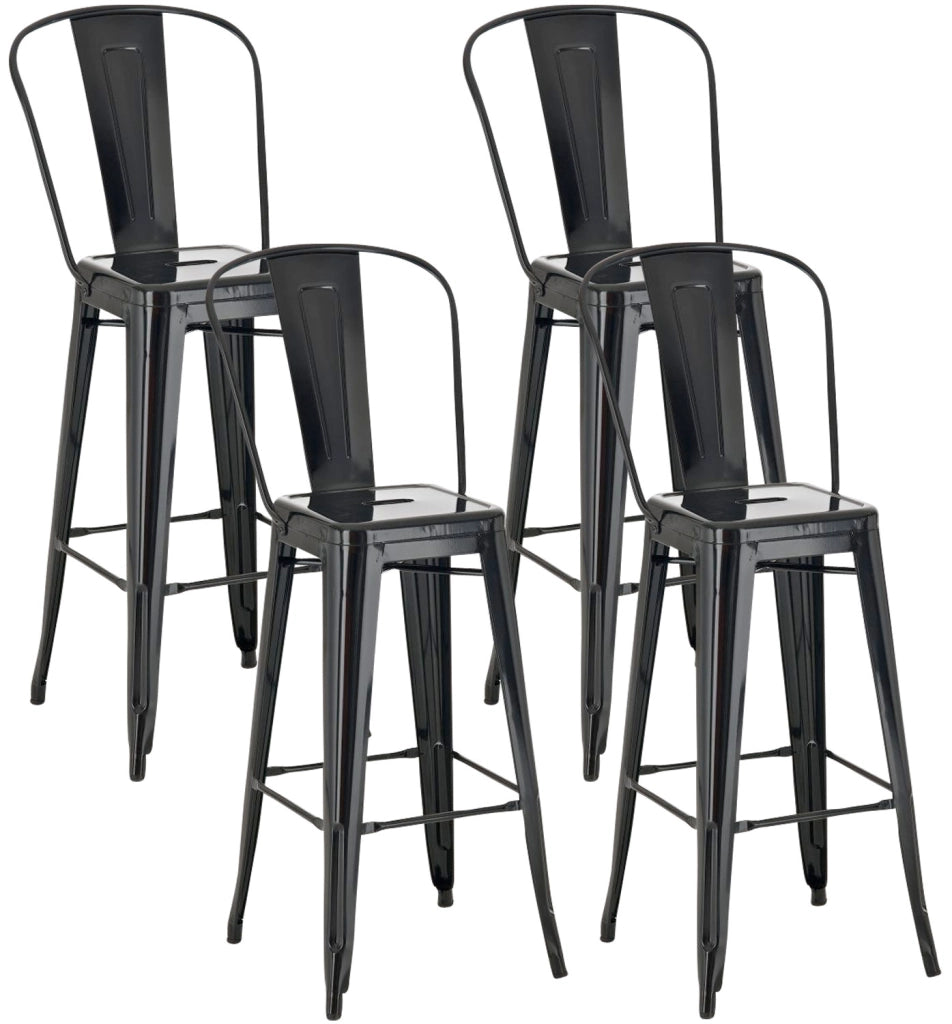 Set 4 Sgabelli Con Schienale Aiden In Metallo nero