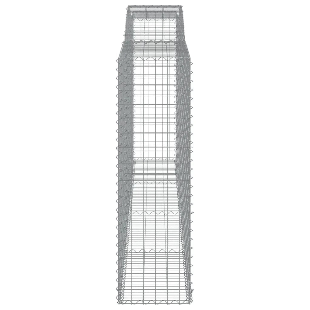 Cestini gabbioni recinzione a gabbia muro di contenimento ad arco 5 pezzi 400 x 50 x 160/180 cm ferro zincato argento 02_0040943