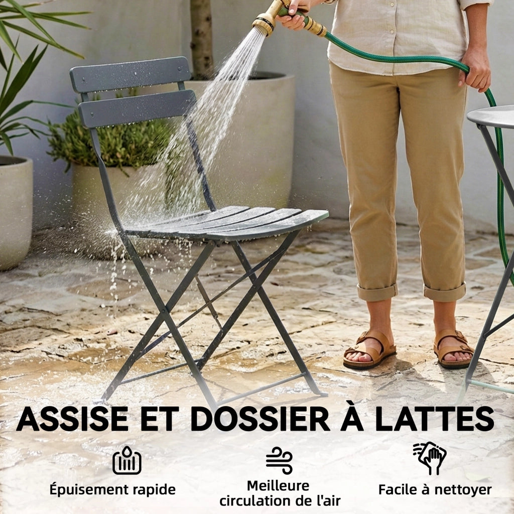 Tavolo pieghevole con sedie da giardino ¨C zephmum ¨C grigio, metallo