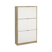 Scarpiera Irina, Mobile portascarpe, Armadio da ingresso multiuso, Mobiletto per calzature, 70x24 h124 cm, Quercia e Bianco
