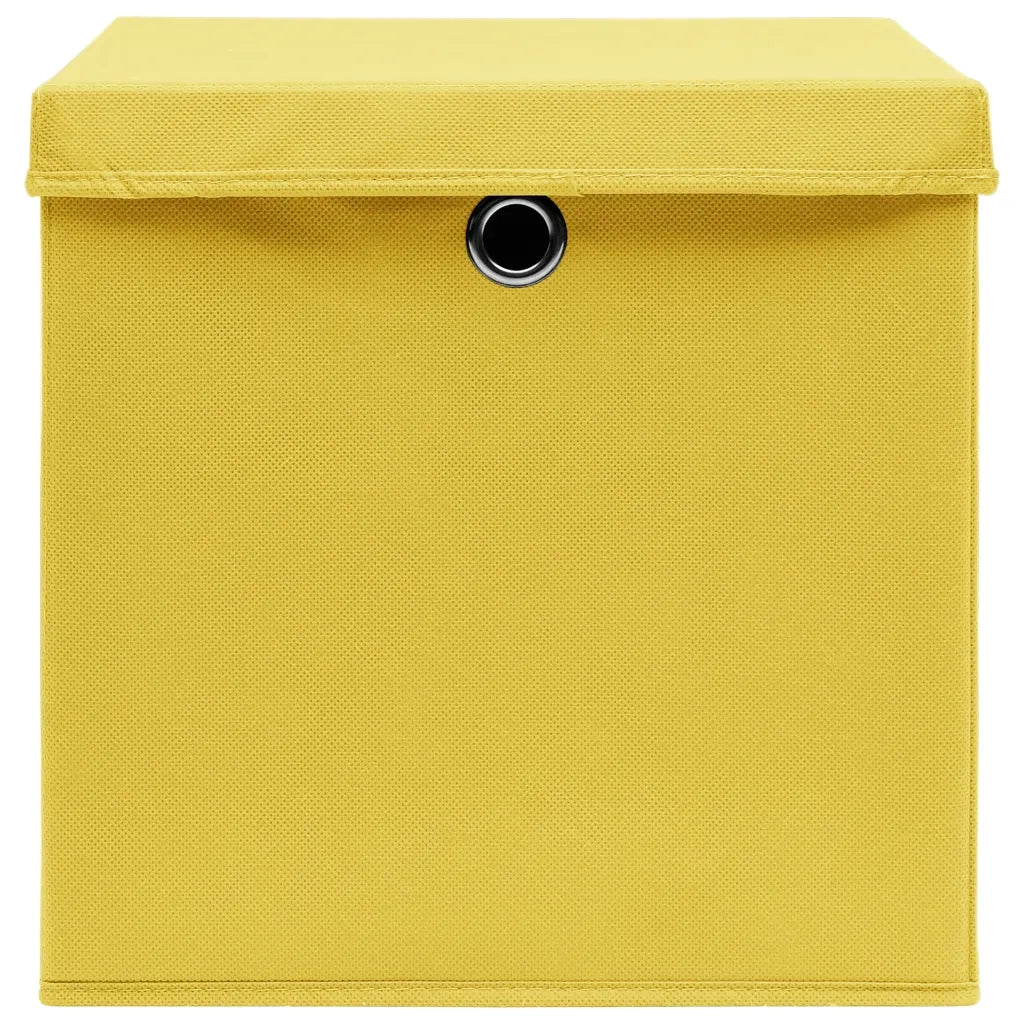 Scatole con Coperchi 4 pz Gialle 32x32x32 cm in Tessuto cod mxl 41527