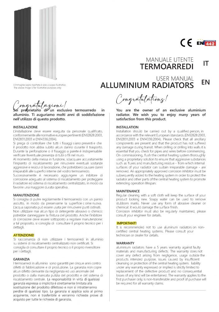 Termoarredo Modello Alma Varie Misure H1800 Colore Bianco Opaco - Bianco L. 280 mm	