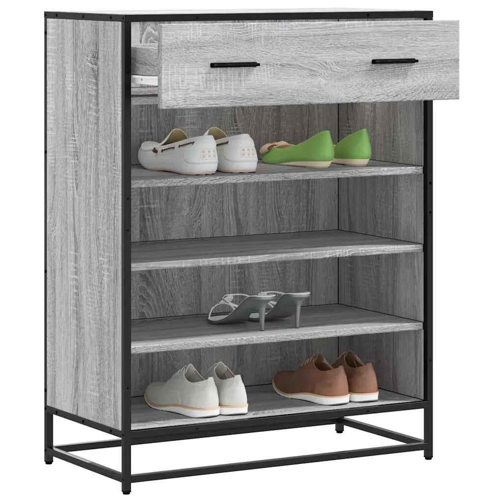 vidaXL Scarpiera Grigio Sonoma 75x38x97,5 cm Legno Multistrato Metallo