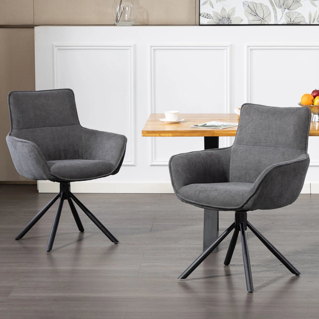 Sedia da pranzo imbottita con braccioli ¨C zephmum ¨C Grigio scuro, metallo