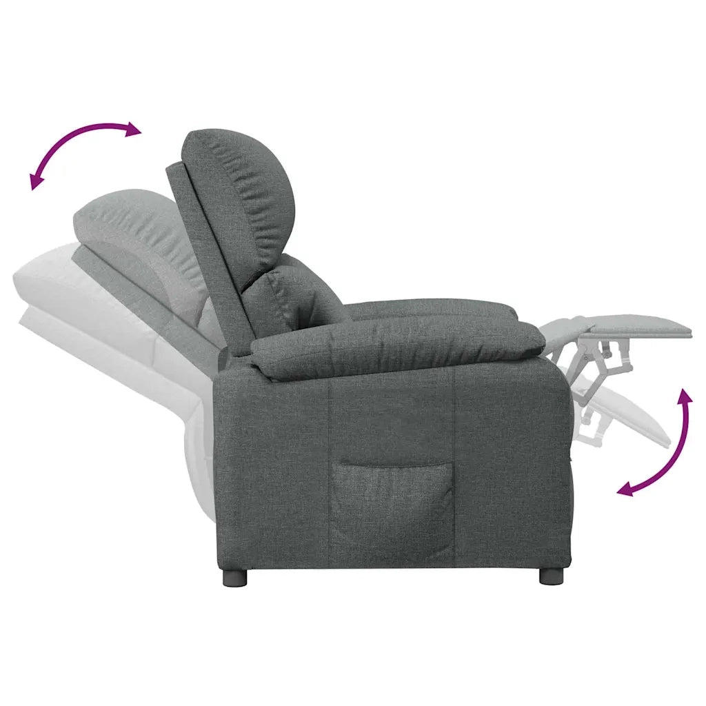 Poltrona | Sedia Relax Reclinabile in Tessuto Grigio Scuro