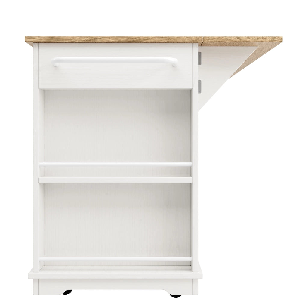ISOLA CUCINA 151,5x85x91,7 cm Bianco/Naturale con piano pieghevole