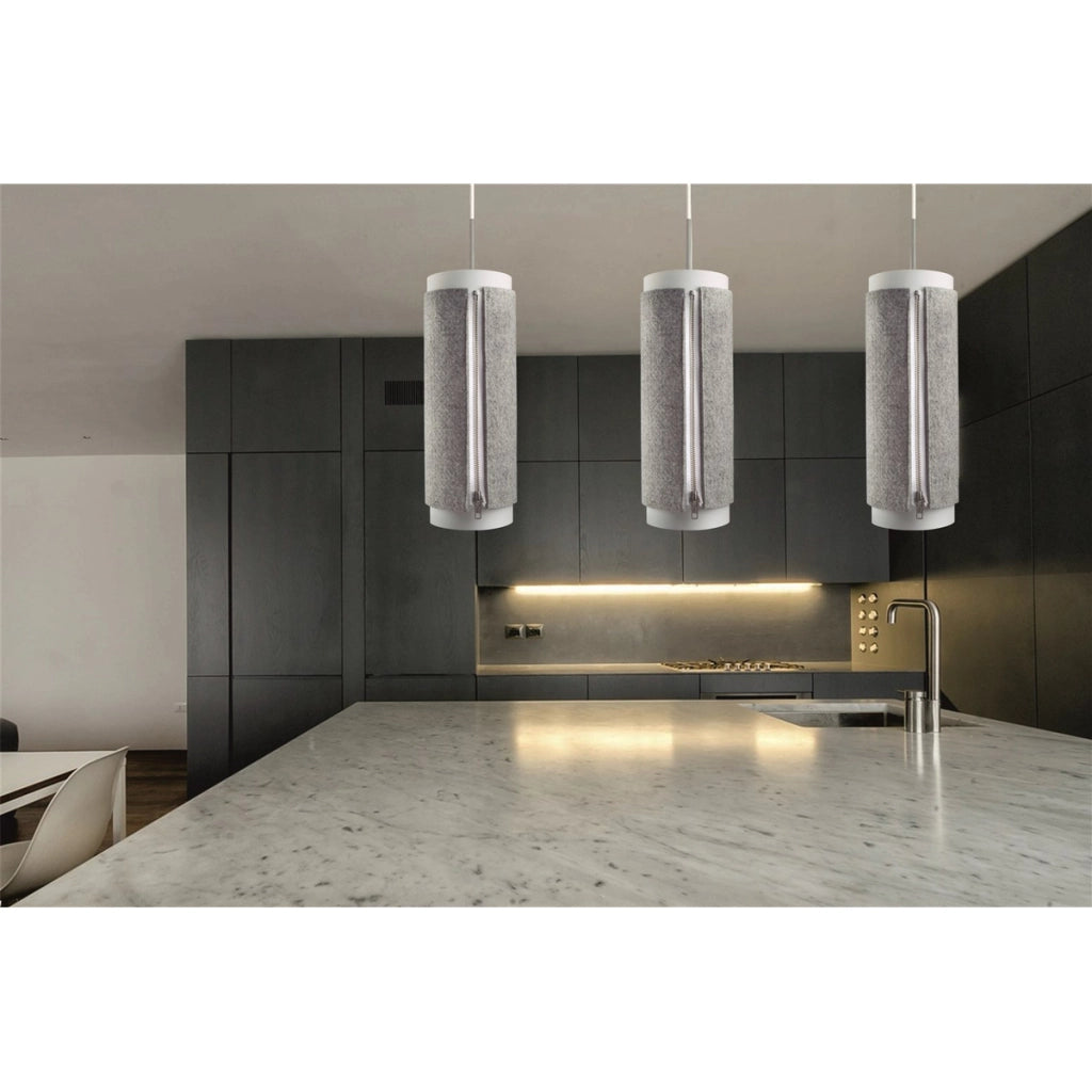 Lampada a sospensione Zip Star Large in feltro grigio