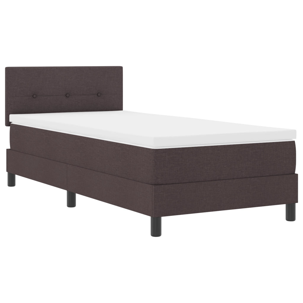 Letto a Box con Materasso e LED Marrone Scuro 90x190 cm Tessuto