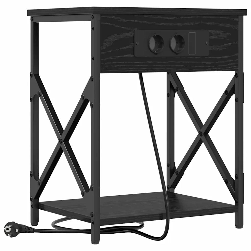 Armadio da Notte Rovere Nero 41 x 31 x 51 cm Legno multistrato 859505