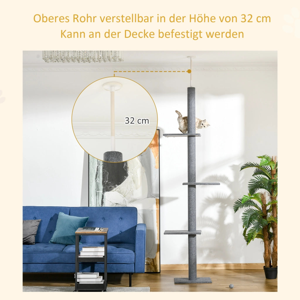 Tiragraffi regolabile in altezza da 228 a 260 cm, da soffitto, colore grigio, per gioco attivo e relax.