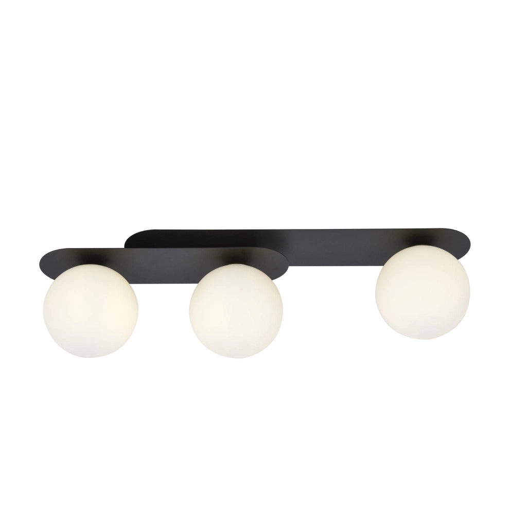 Plafoniera Emibig Plaza 3 luci 3xE14 metallo nero/opal