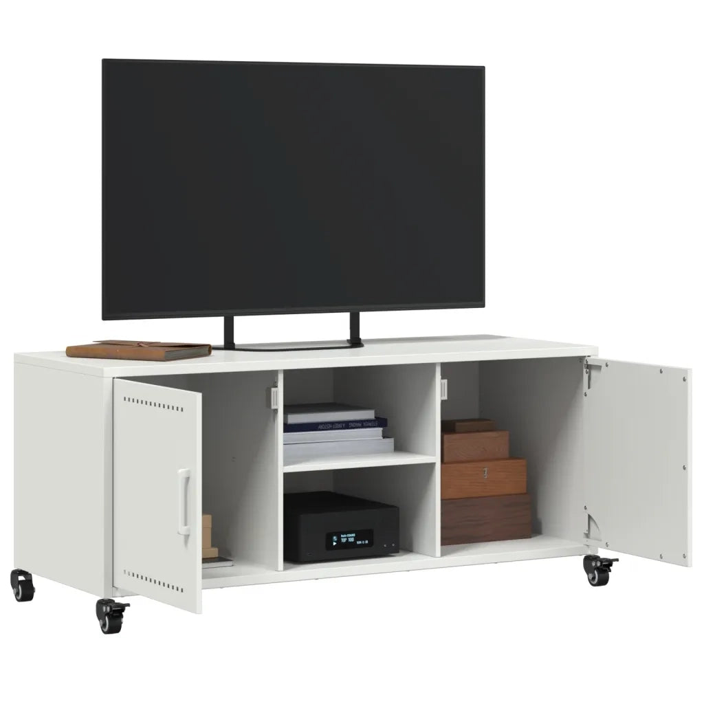 Mobile TV Bianco 100,5x39x43,5 cm in Acciaio
