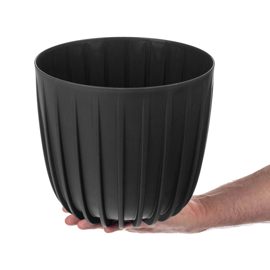 Vaso da fiori KADAX, vaso da fiori, coprifiori, 23,5 cm, rotondo, in plastica, nero