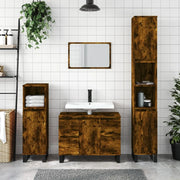 Armadietto Bagno Rovere Fumo 30x30x100 cm in Legno Multistrato 831569