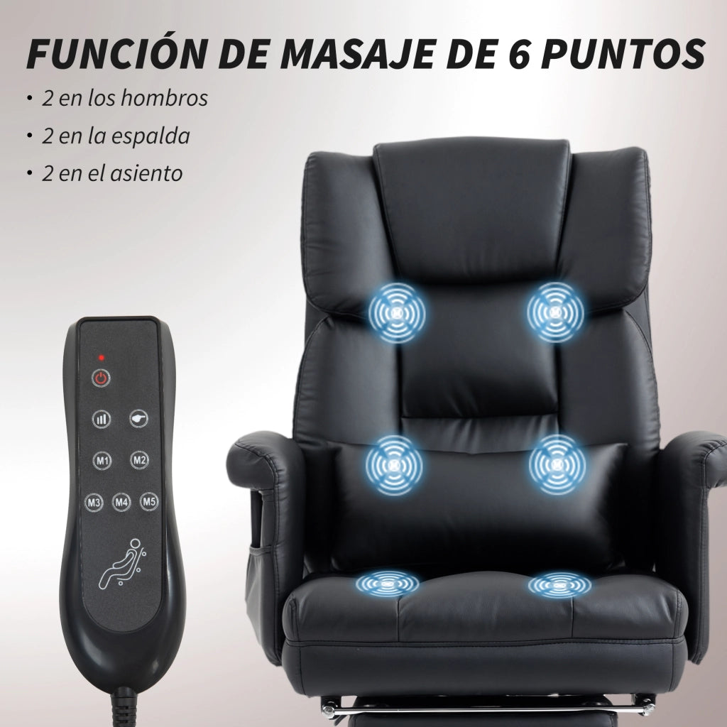 Sedia da Ufficio con Massaggio e Poggiapiedi ¨C Xylo ¨C Nero con Supporto Lombare
