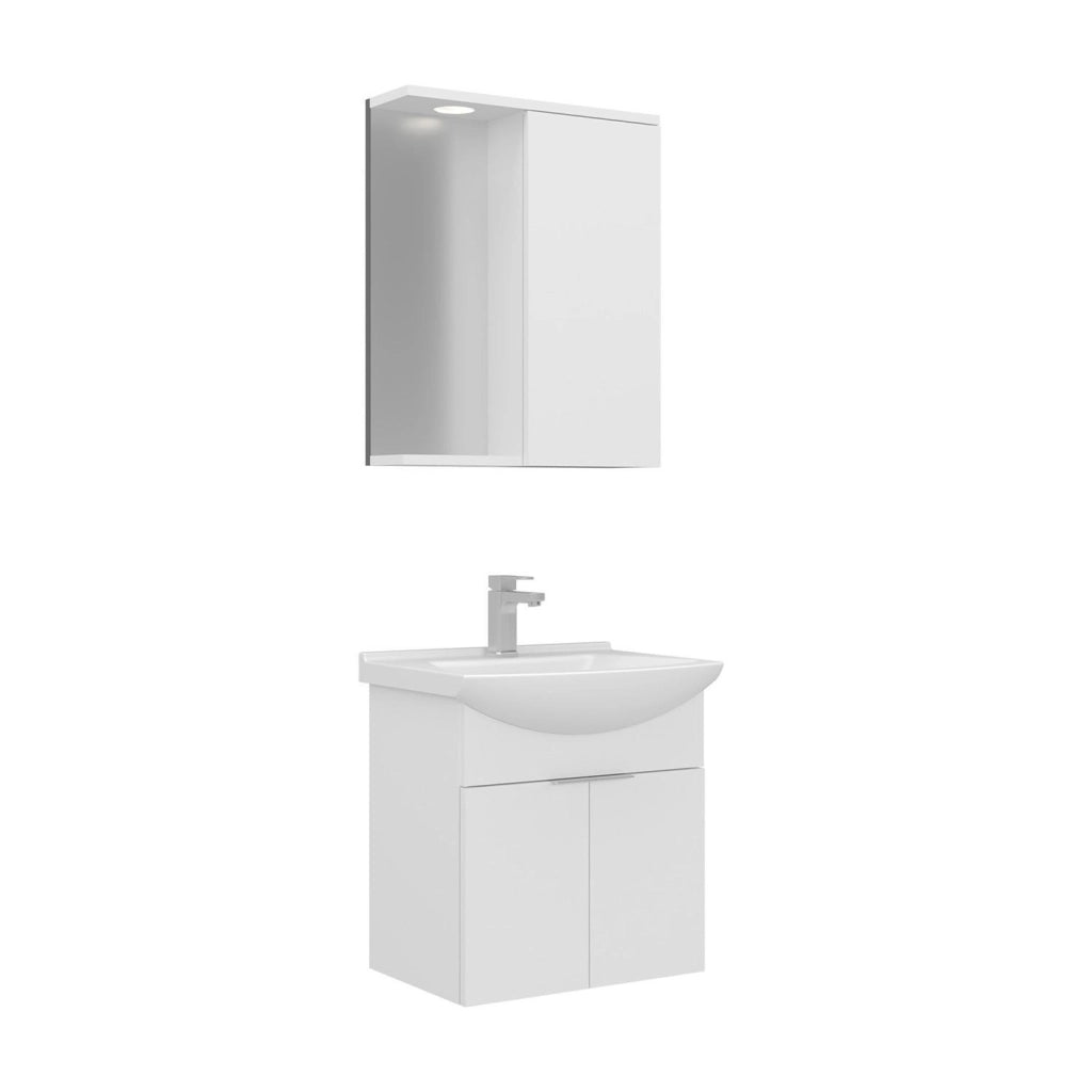 Set mobile lavabo con specchio (2 pezzi) "Purus 55" - 55 x 50 x 58 cm - Bianco