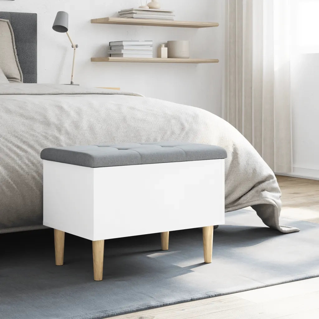 Panca Portaoggetti Bianca 62x42x46 cm in Legno Multistrato 835068