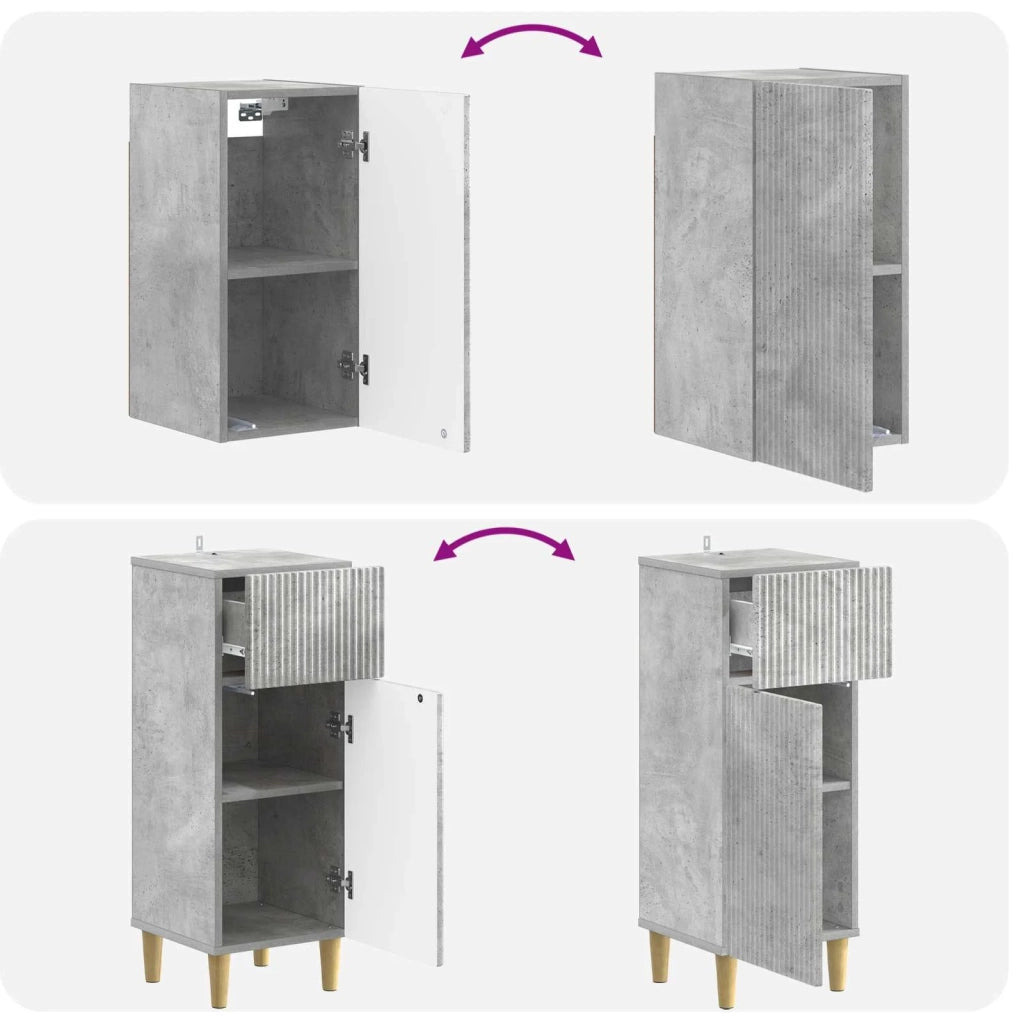 Set di armadietti da bagno in 3 pezzi ARNHEM Grigio Cemento 3417768