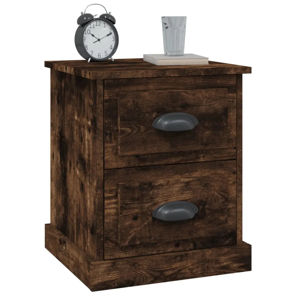 Set di 2 Comodini | Armadio da Notte | Mobiletto da notte Rovere Fumo 39x39x47,5 cm in Legno Multistrato