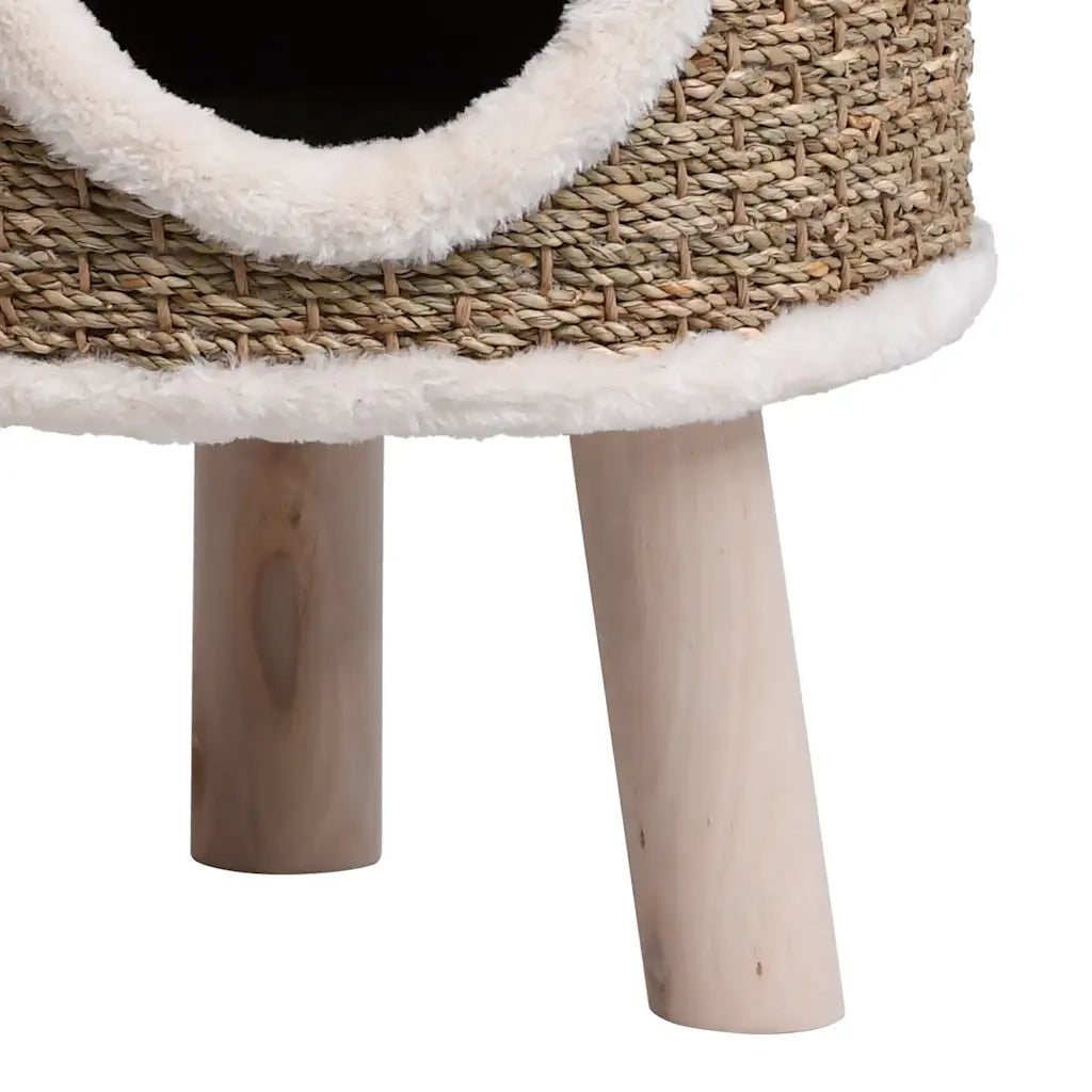Cuccia per Gatti con Gambe in Legno 41 cm in Giunco CFW6682615