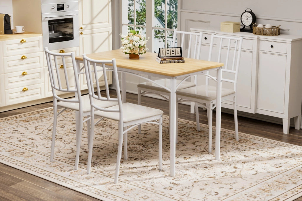 Set tavolo da pranzo con 4 sedie, 110 x 60 cm