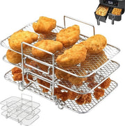 Accessori per Airfryer, 3 livelli grill a aria calda, Griglia per zona doppia, Supporto per Air Fryer multifunzionale, Accessori per Airfryer