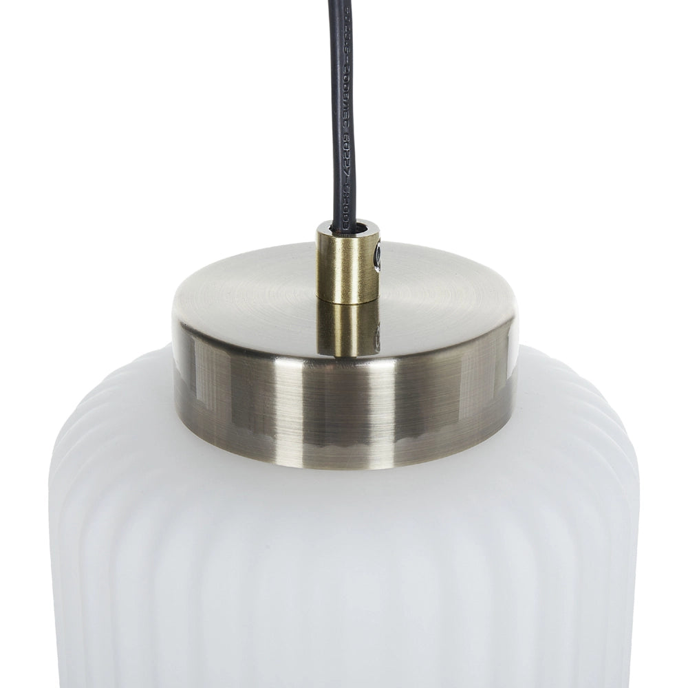 Lampadario in metallo con 4 paralumi in vetro bianco nero e ottone camera da letto soggiorno elegante