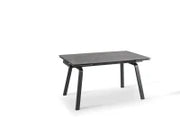 E-STYLO Tavolo allungabile con top marmo grigio in ceramica e gambe in metallo bianco, 80cm X 140/200cm H. 76cm.