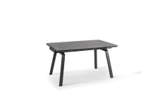 E-STYLO Tavolo allungabile con top marmo grigio in ceramica e gambe in metallo bianco, 80cm X 140/200cm H. 76cm.