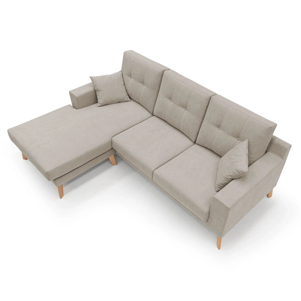 Danish Divano angolare REVERSIBILE in tessuto morbido impermeabile T02 237 cm beige