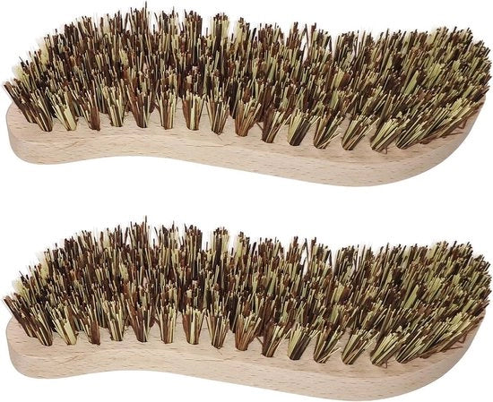 Due schiabborstelli Spazzolino con set di spazzole extra dure | Spazzolino per pavimenti Spazzola per mani Ergonomico manico in legno a forma di S | Spazzola per radici per cucina giardino casa.