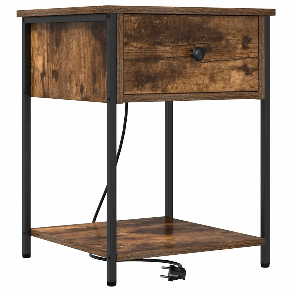 Comodino | Armadio da Notte | Mobiletto da notte Rovere fum¨¦ 42 x 41 x 56 cm Legno multistrato