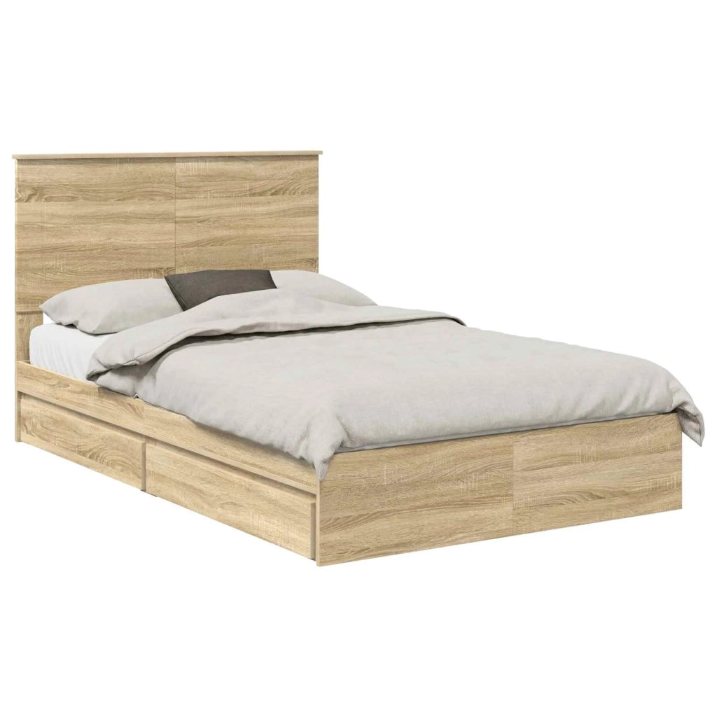Letto con Contenitore con testiera Rovere Sonoma 135 x 190 cm