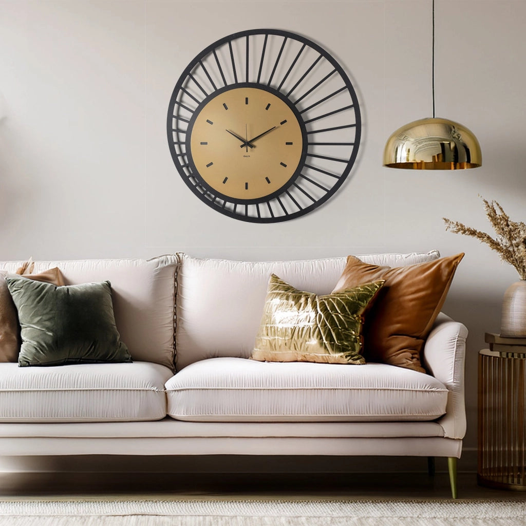 Orologio da parete di design Ray Nero,bianco marmo