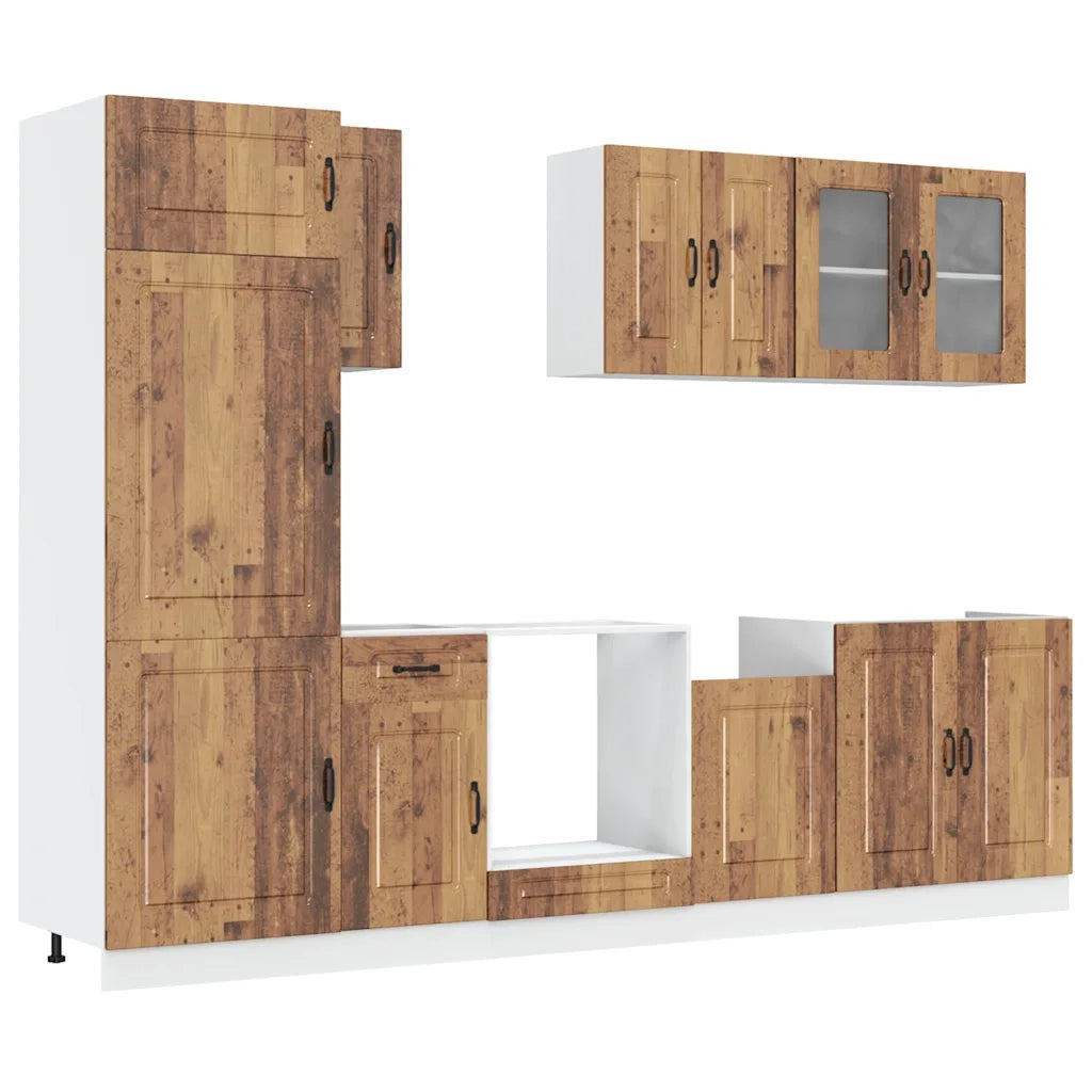 Set Mobili da Cucina 8 pz Kalmar Legno Vecchio in Truciolato 3314799