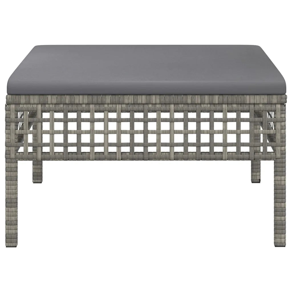 Poggiapiedi da Giardino con Cuscino in Polyrattan Grigio CFW5279166