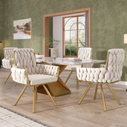 Set di 4 sedie da pranzo girevoli 360¡ã in velluto beige con braccioli