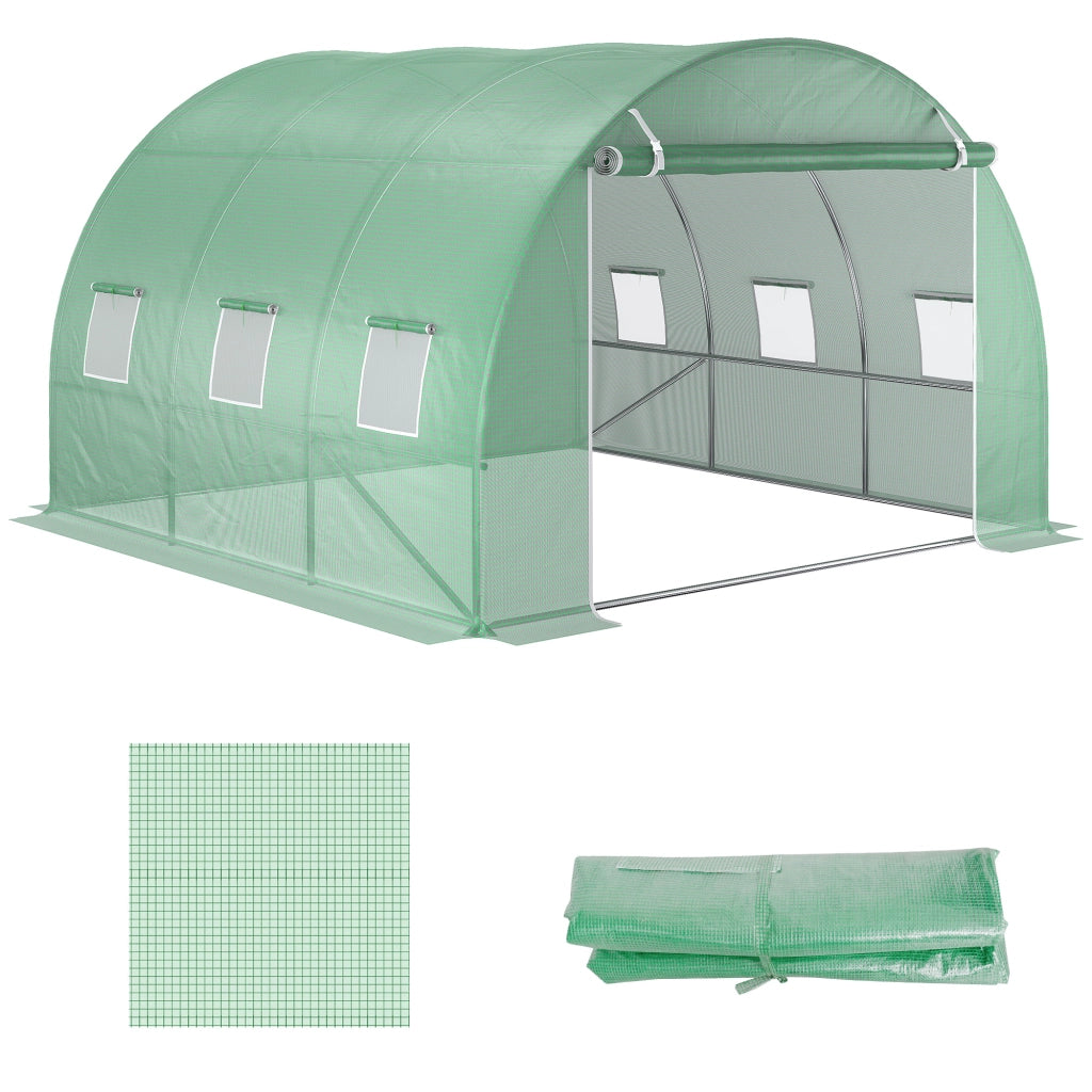 Tenda da giardino 3x3x2 m ¨C zephmum ¨C verde, robusta, 6 finestre e porta