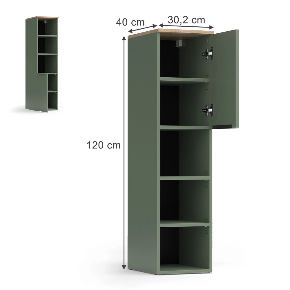 Vicco Armadio universale Verde 30.2 x 120 cm con una porta