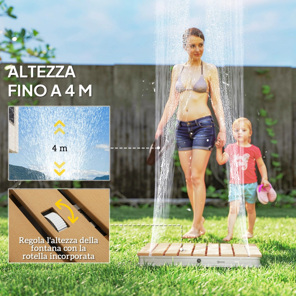 Doccia da Giardino Portatile con Altezza Fino a 4 m e Getti d'Acqua Regolabili, 70x55 cm, Legno